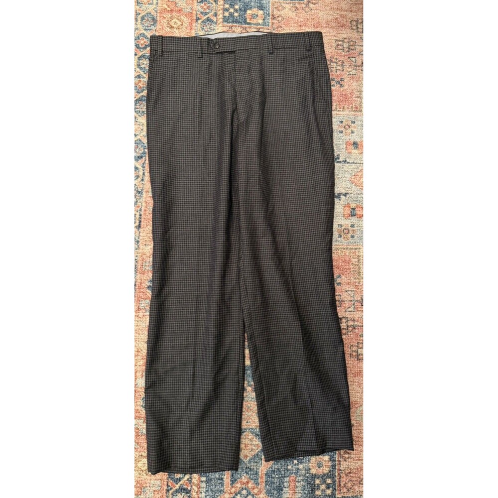 Hart Schaffner Marx Dress Pants Mens 35R New York Fit Black Gray Wool Stretch